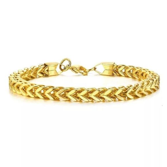 Gold Stainless Steel Franco Bracelet - Picture 2 of 2